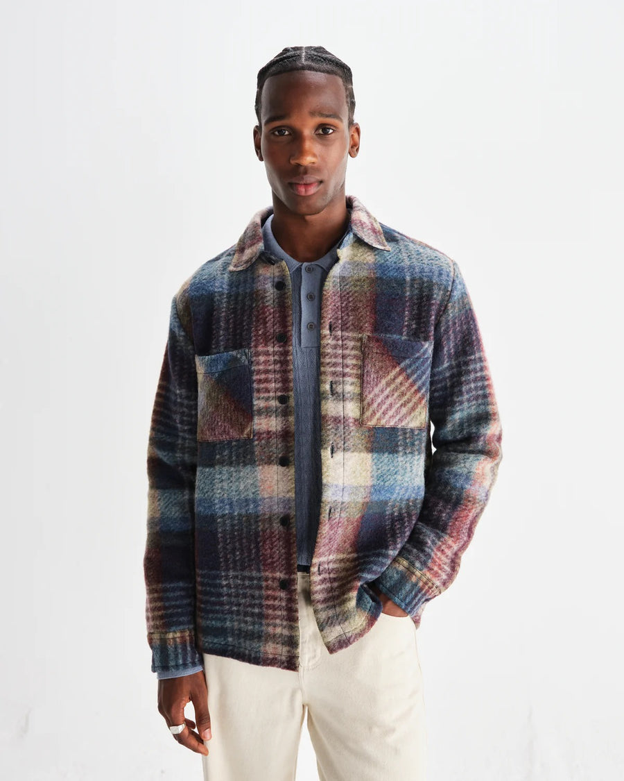 Blue Check Wool Overshirt