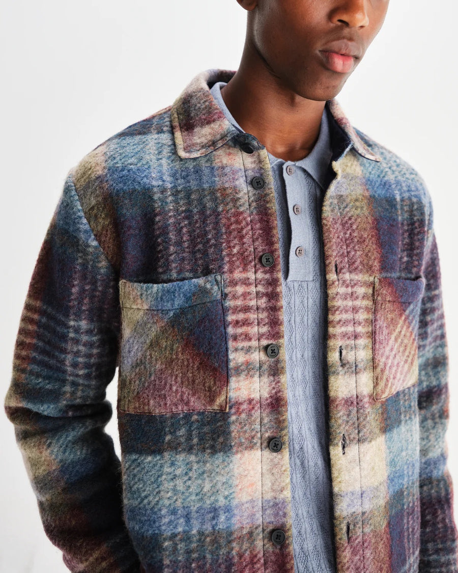 Blue Check Wool Overshirt