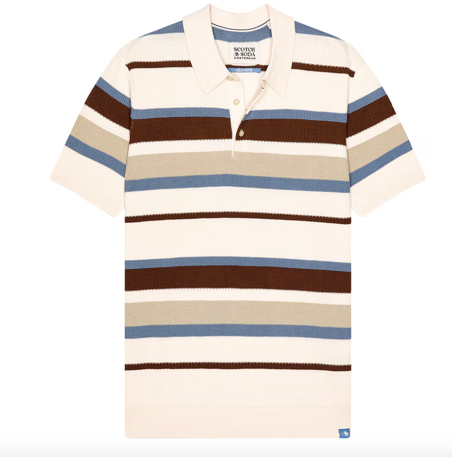 Neutral Stripe Knit Polo