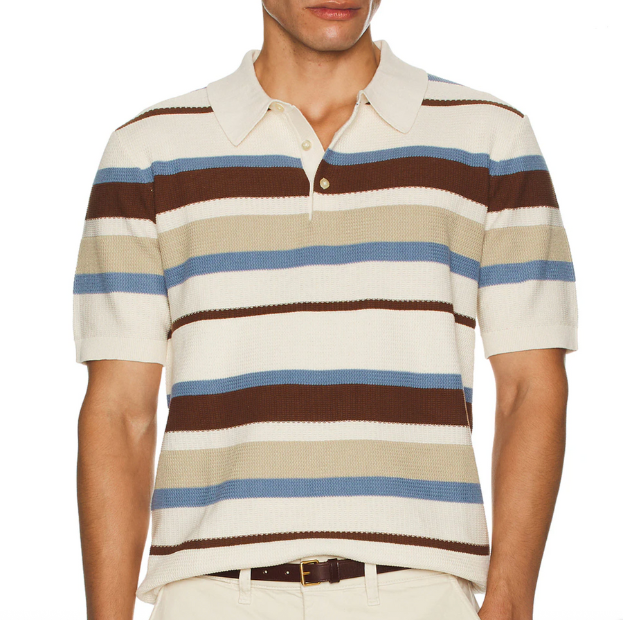 Neutral Stripe Knit Polo