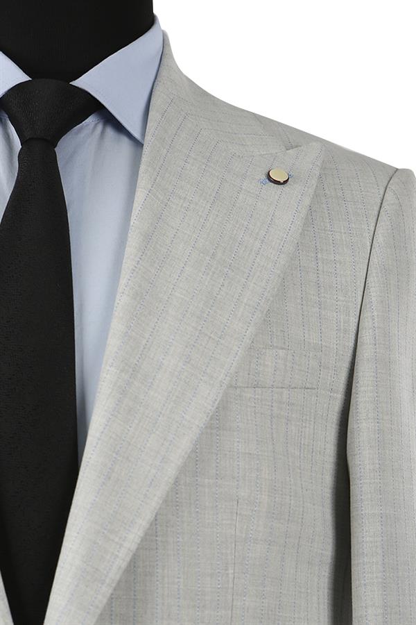 Light Grey/Blue Pinstripe Suit