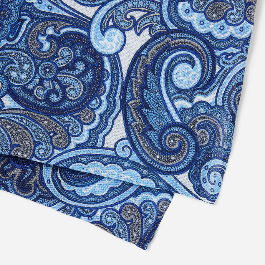 Bali Paisley Blue Pocket Square