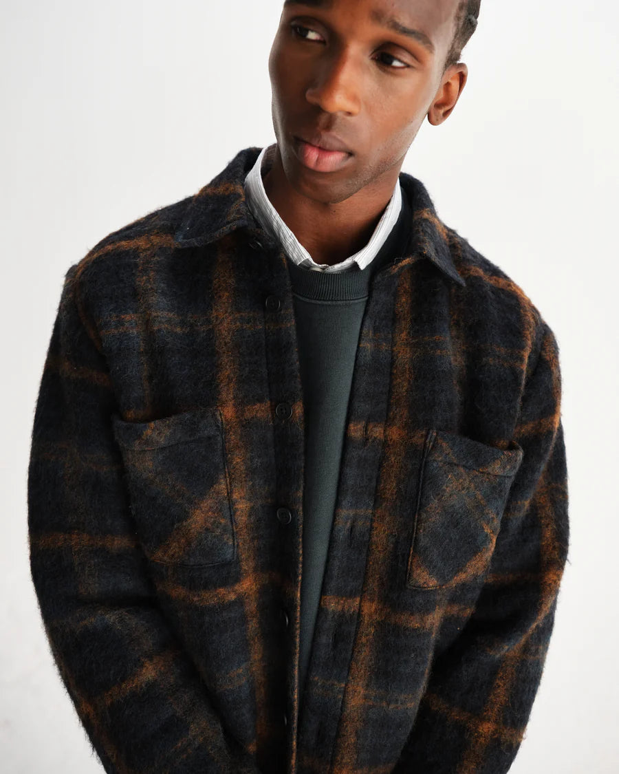 Drawn Check Wool Overshirt