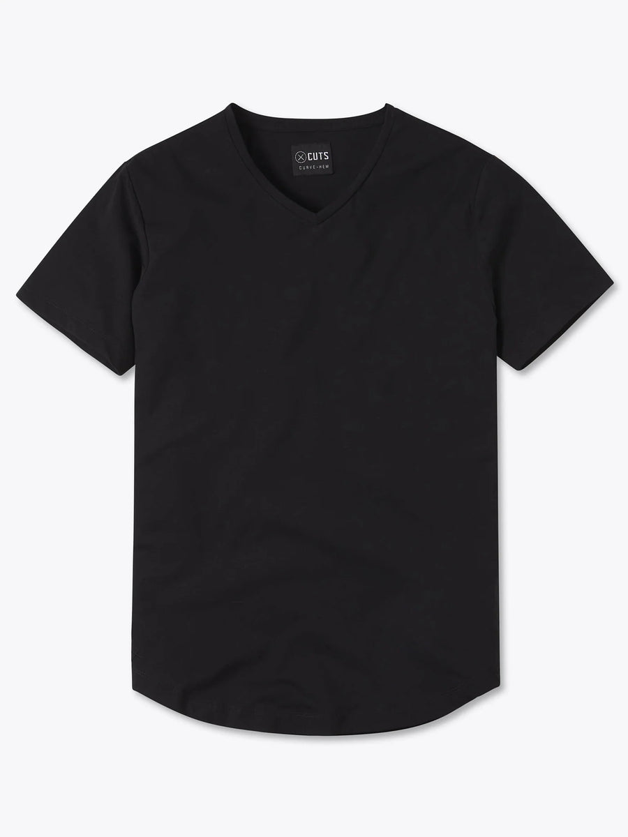 V-Neck Curve Hem T-Shirt