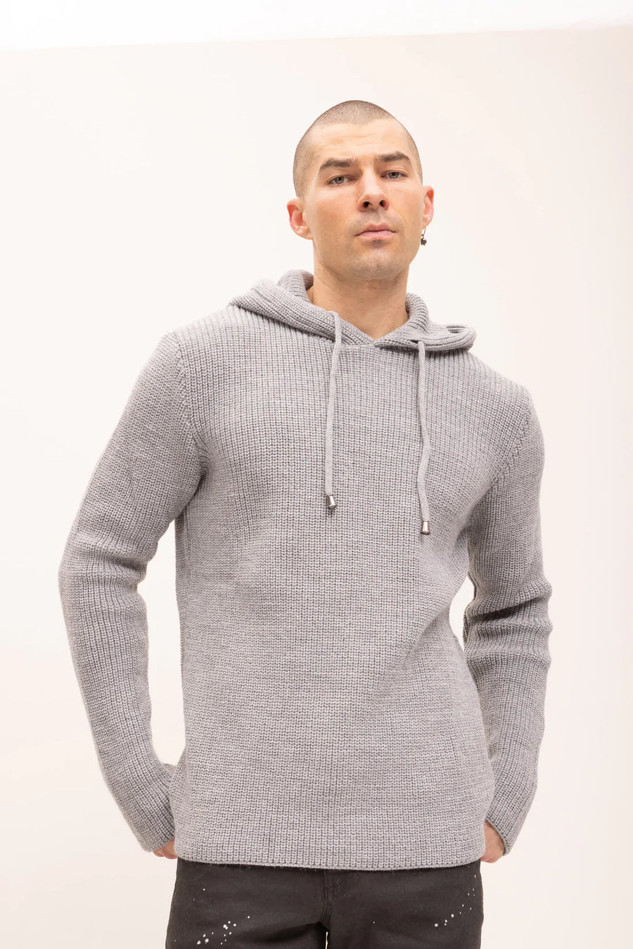 Drawstring Waffle Knit Hoodie