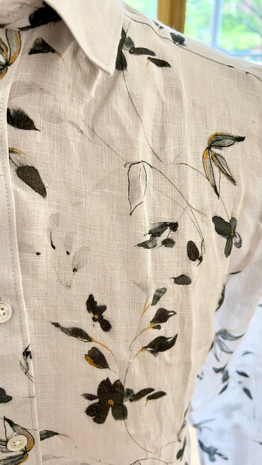 Black Flower Shirt - Linen