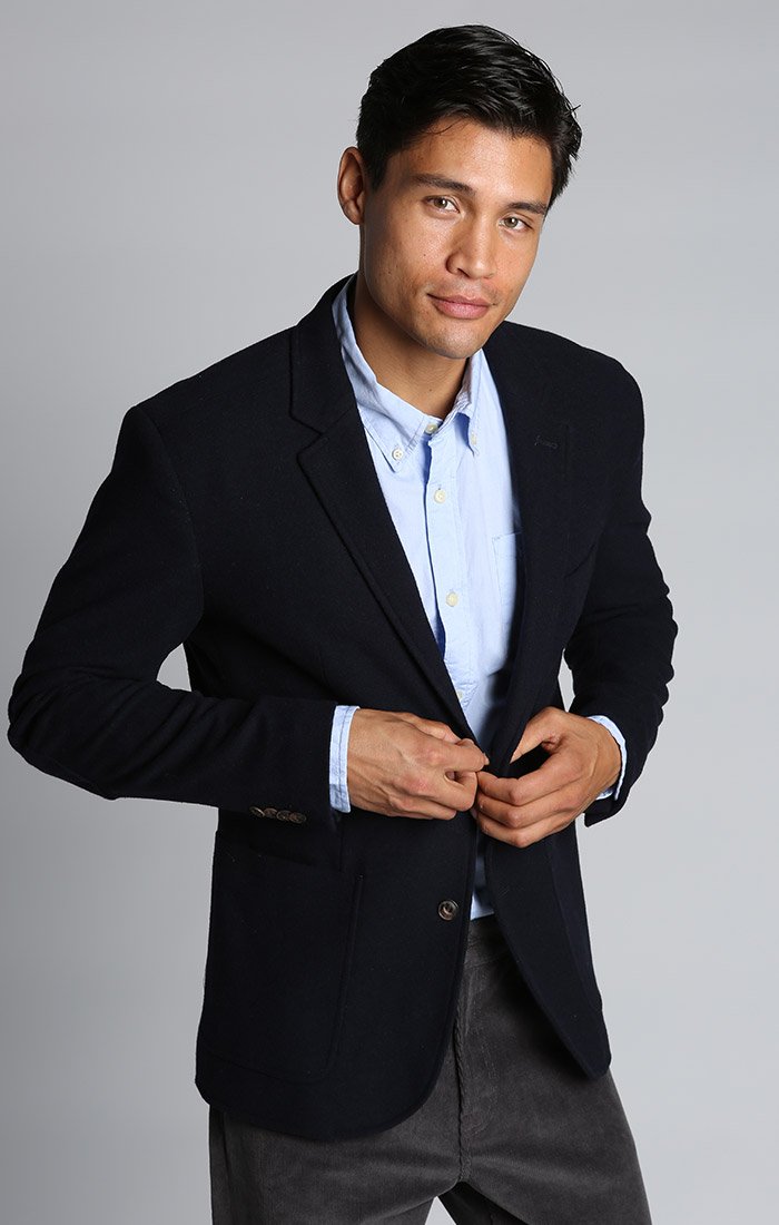 Navy Wool Blend Blazer