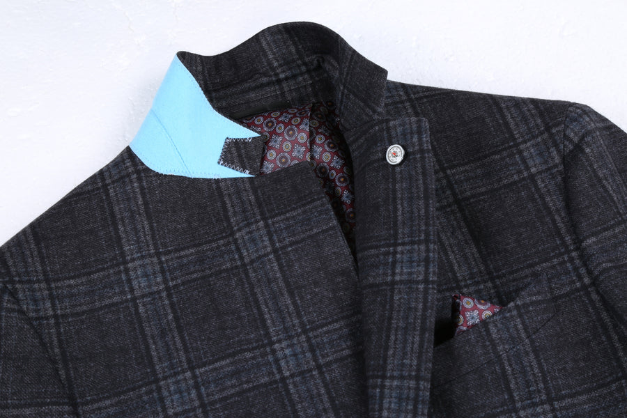 Dark Grey Windowpane Blazer