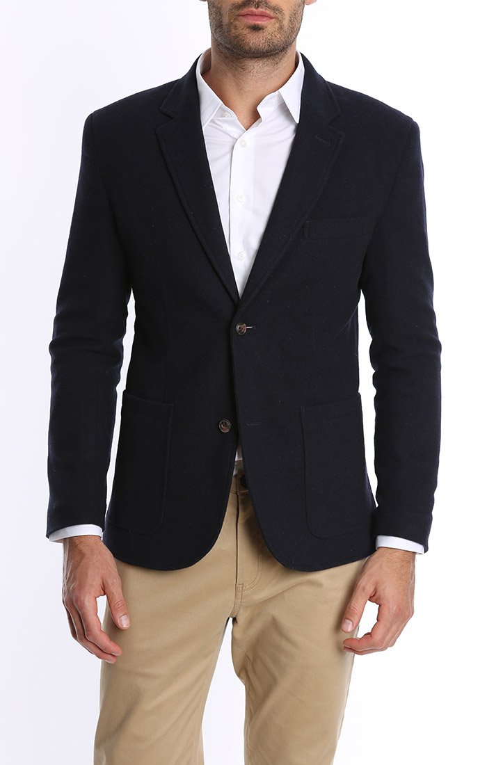 Navy Wool Blend Blazer