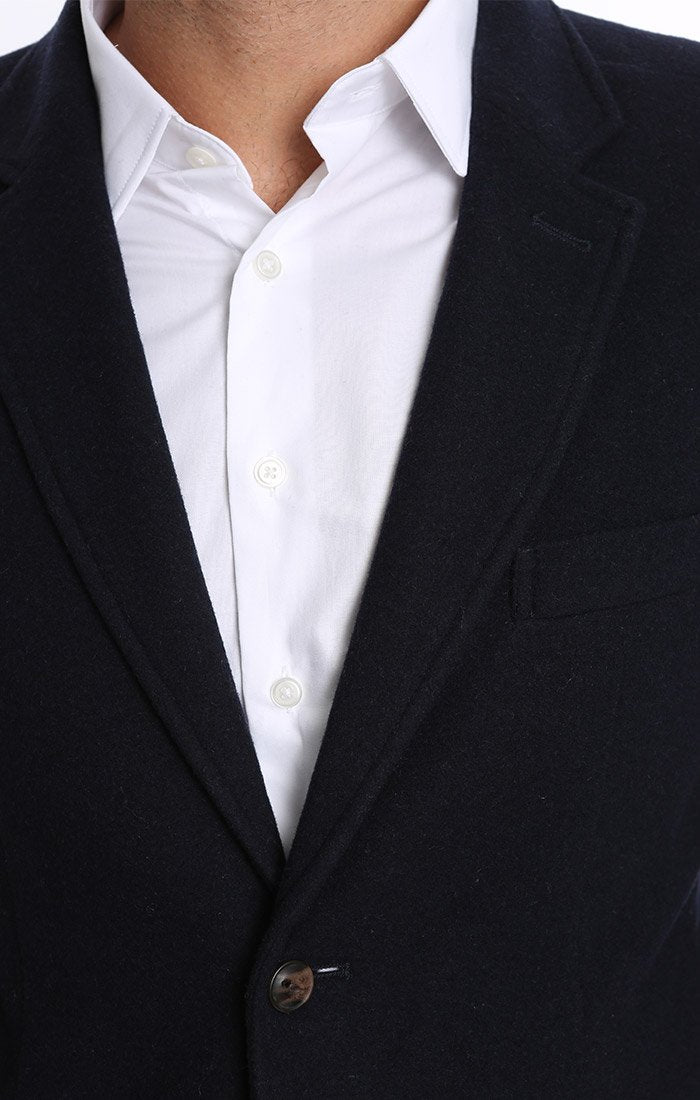 Navy Wool Blend Blazer